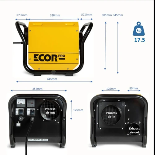 Ecor Pro DH2500 DryFan 220v Desiccant Dehumidifier