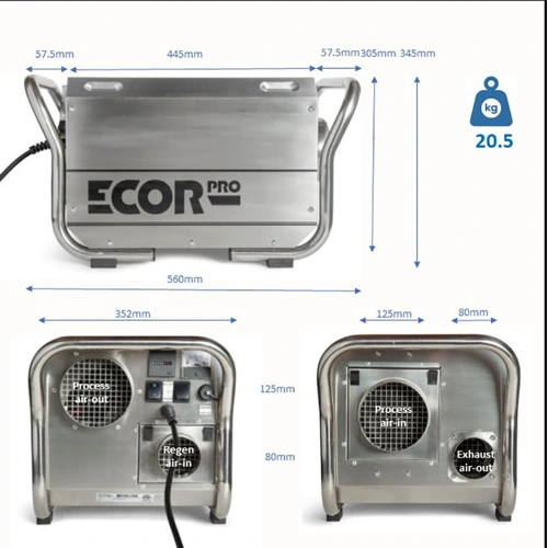 Ecor Pro DH3500 INOX 220v Desiccant Dehumidifier