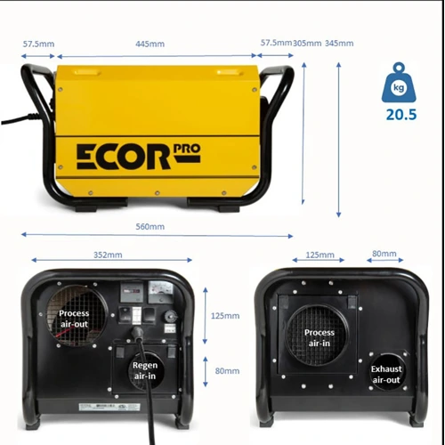 Ecor Pro DH3500 DryFan 220v Desiccant Dehumidifier